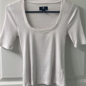 7 For All Mankind White Sleeve Top
